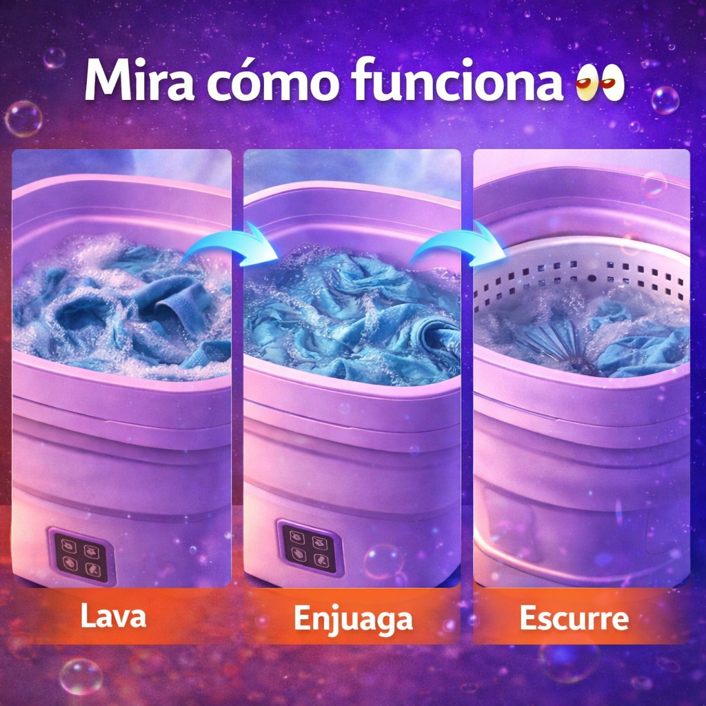 Lava fácil. Lava rápido. Lava mejor. Con la mini lavadora portatil