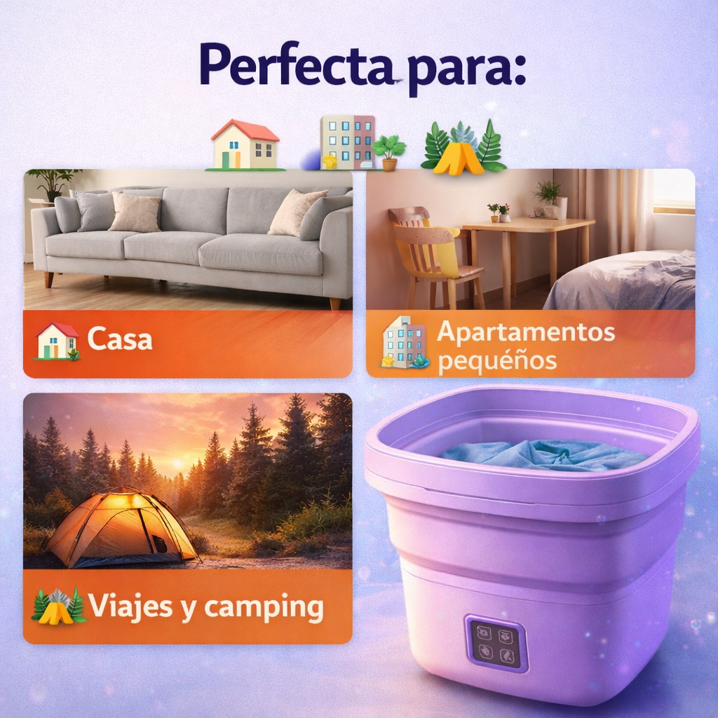 Lava fácil. Lava rápido. Lava mejor. Con la mini lavadora portatil