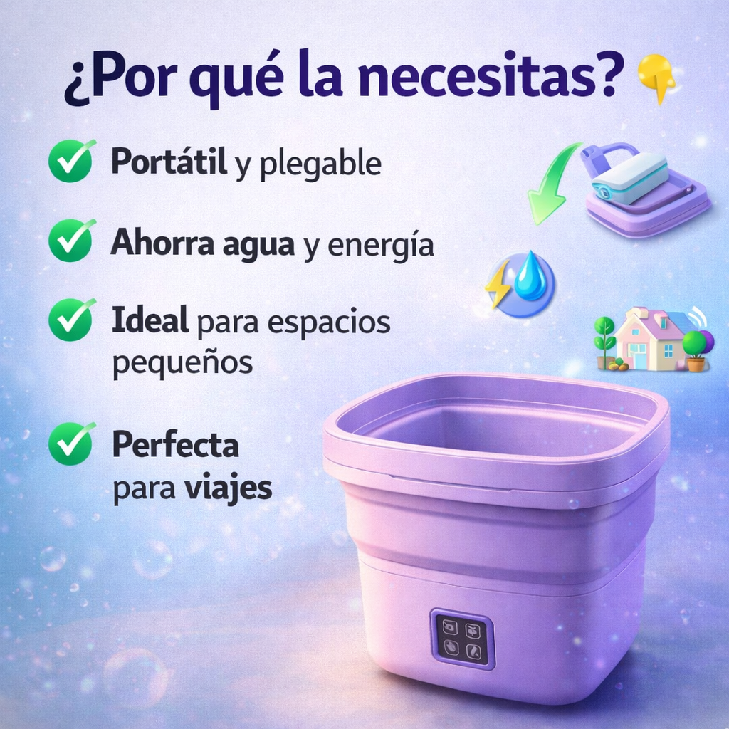 Lava fácil. Lava rápido. Lava mejor. Con la mini lavadora portatil