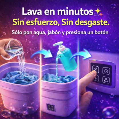 Lava fácil. Lava rápido. Lava mejor. Con la mini lavadora portatil